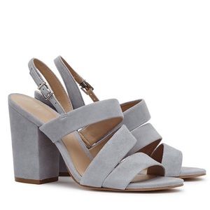 Reiss Naomi Gray Suede Stacked Heel Sandals 37
